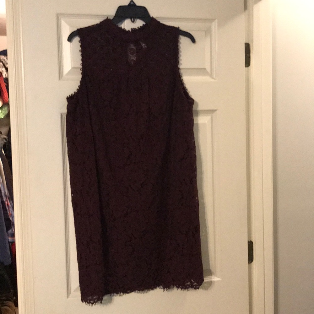 Wine colored high neck lace dress XL